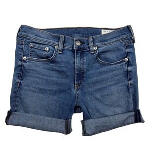 Rag & Bone JEAN Women Blue Denim Cut Off Shorts Raw Hem Medium Wash Size 29